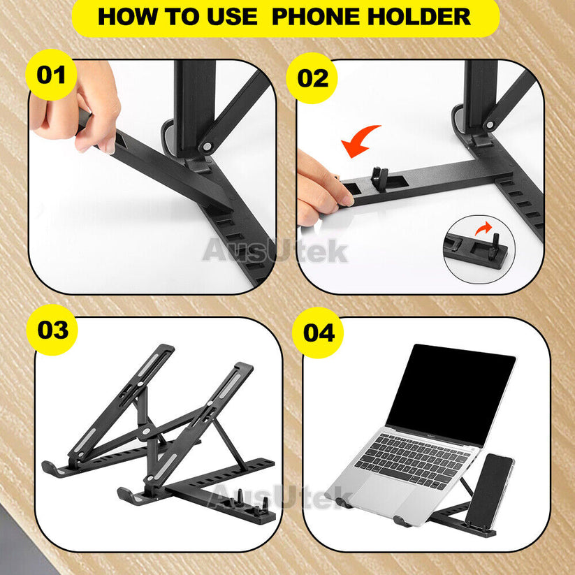 Ergonomic Portable Adjustable Laptop Stand Foldable Desktop Tripod Tray Holder - Bright Tech Home