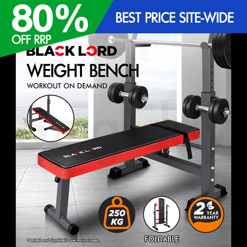 BLACK LORD Weight Bench Press Squat Rack Incline Fitness Home Gym Equipment - Bright Tech Home