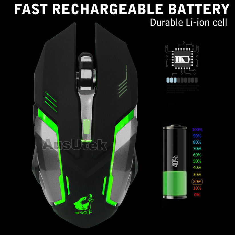 2.4GHz Wireless Rechargeable USB Optical Ergonomic LED Light Gaming Mouse - Bright Tech Home