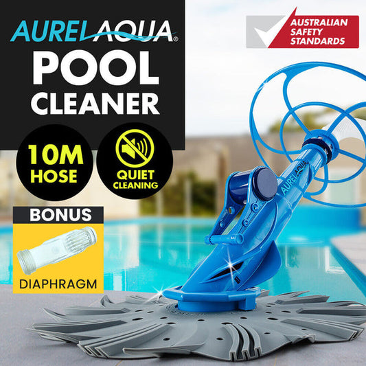 Aurelaqua Swimming Pool Cleaner Floor Climb Wall Automatic Vacuum 10M Hose Blue