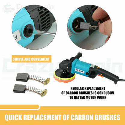 1600W Polisher Car Electric Machine Waxer Tool 180mm 150mm Sander Buffer Pad kit - Bright Tech Home