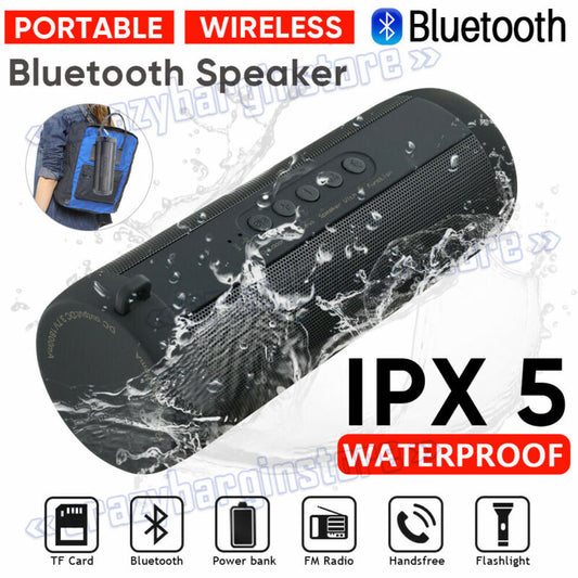 Wireless Bluetooth Speaker Portable Stereo Music Waterproof AUX/TF/USB/FM/