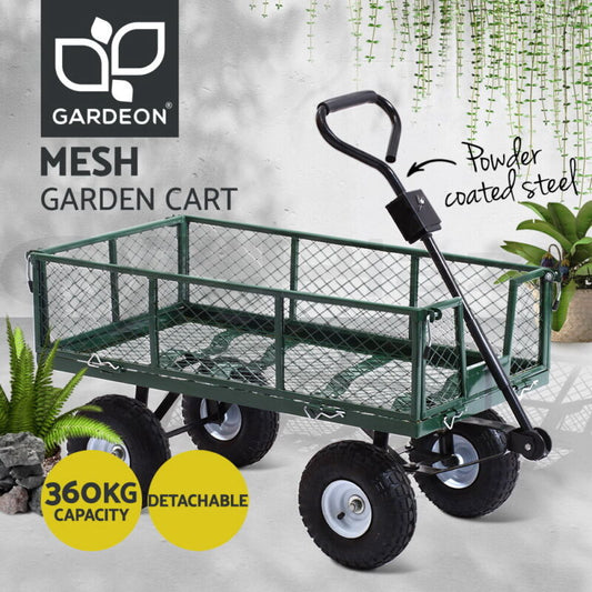 Gardeon 360kg Mesh Garden Cart Steel Removable Sides Trolley Wagon ATV Trailer