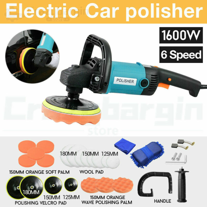 1600W Polisher Car Electric Machine Waxer Tool 180mm 150mm Sander Buffer Pad kit - Bright Tech Home