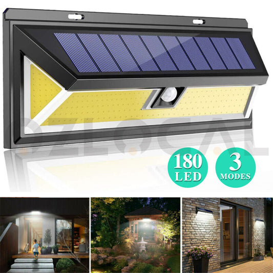 180 LED Solar Powered Motion Sensor Garden Security Light PIR Outdoor Wall Lamp - Bright Tech Home