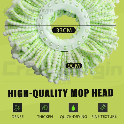 Magic 360° Spinning Mop Stainless Steel Spin Dry Bucket Free 2 Microfibre Heads - Bright Tech Home