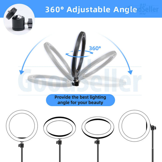 10" DIMMABLE LED RING LIGHT RETRACTABLE STAND KIT SELFIE MAKEUP LIVE STREAMING - Bright Tech Home