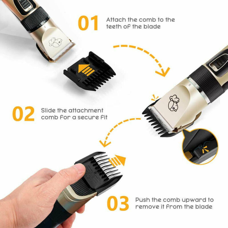 Dog Electric Clipper Comb Set Hair Trimmer Blade Cat Pet Grooming Horse Cordless - Bright Tech Home