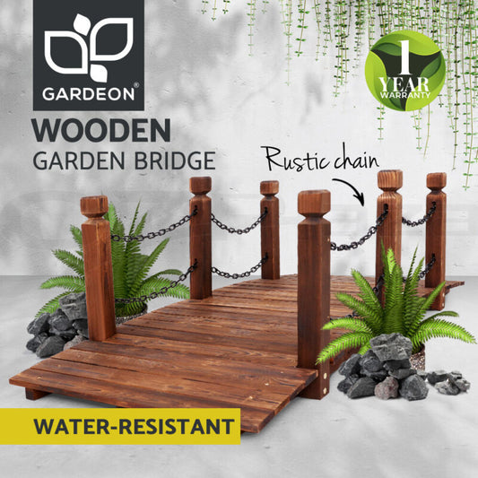 Gardeon Garden Ornaments Wooden Rustic Chain Bridge Decoration Yard Decor