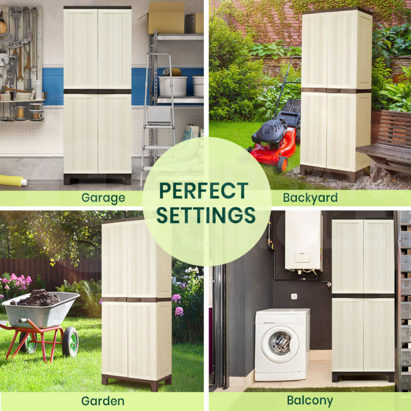 GROVERDI OUTDOOR STORAGE CABINET BOX GARDEN SHEDS LOCKABLE CUPBOARD TALL GARAGE - Bright Tech Home