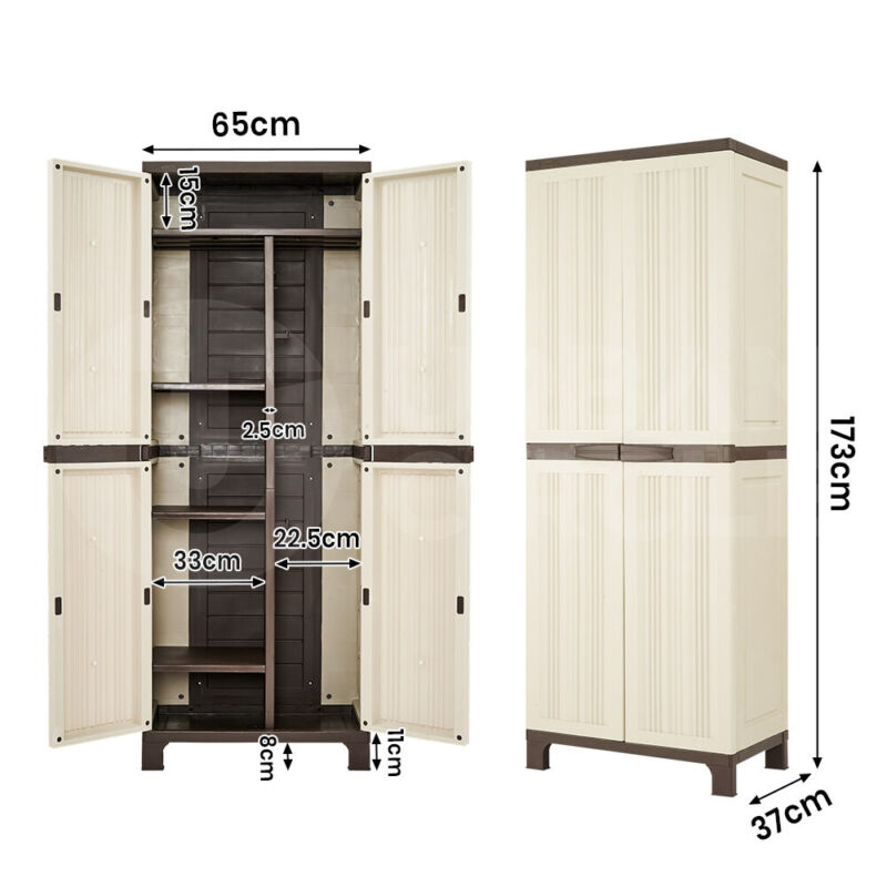 GROVERDI OUTDOOR STORAGE CABINET BOX GARDEN SHEDS LOCKABLE CUPBOARD TALL GARAGE - Bright Tech Home