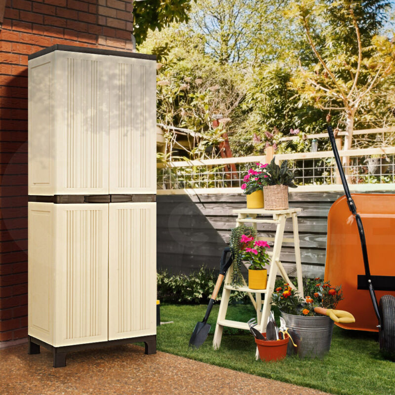 GROVERDI OUTDOOR STORAGE CABINET BOX GARDEN SHEDS LOCKABLE CUPBOARD TALL GARAGE - Bright Tech Home