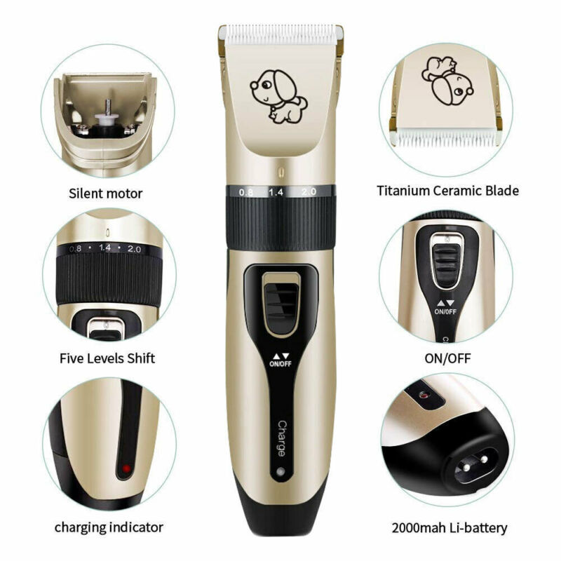 Dog Electric Clipper Comb Set Hair Trimmer Blade Cat Pet Grooming Horse Cordless - Bright Tech Home