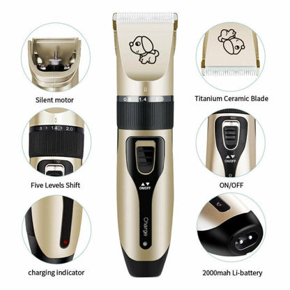 Dog Electric Clipper Comb Set Hair Trimmer Blade Cat Pet Grooming Horse Cordless - Bright Tech Home