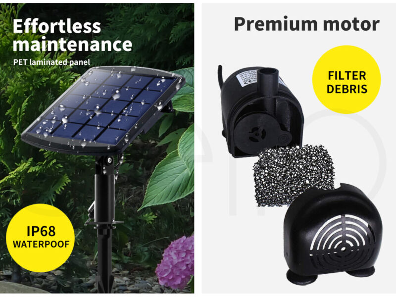 Lambu Solar Fountain Water Pump Powered Pumps Power Pond Pool Garden Outdoor - Bright Tech Home