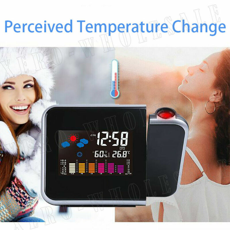 Projection Alarm Clock Smart Digital LED Temperature Time Projector LCD Display