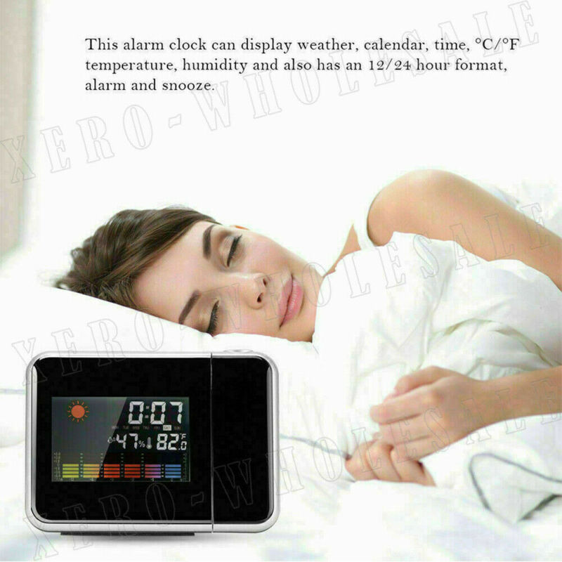 Projection Alarm Clock Smart Digital LED Temperature Time Projector LCD Display