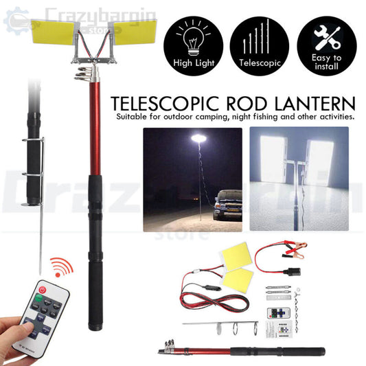 Telescopic Fishing Rod Light LED Lantern Camping Lamp Car Repair+Remote Control