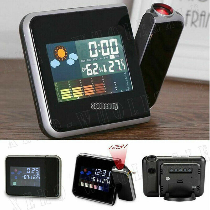 Projection Alarm Clock Smart Digital LED Temperature Time Projector LCD Display