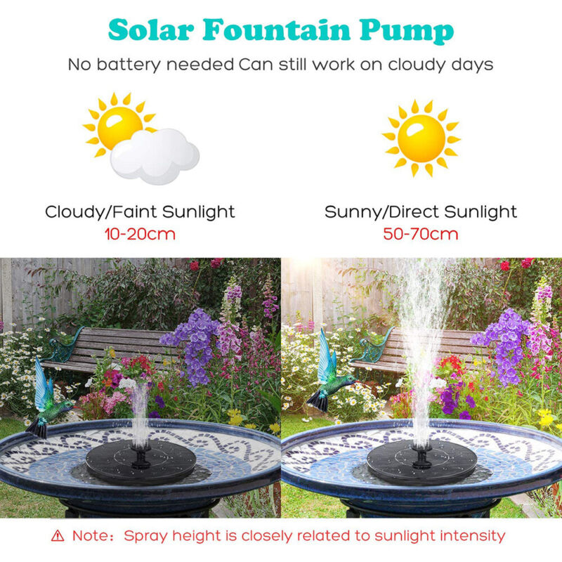 2022 Outdoor Solar Powered Floating Bird Bath Water Fountain Pump Garden Pond - Bright Tech Home