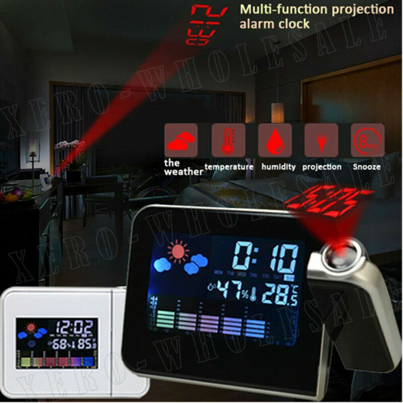 Projection Alarm Clock Smart Digital LED Temperature Time Projector LCD Display