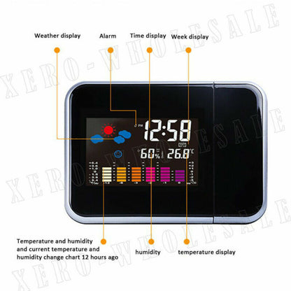 Projection Alarm Clock Smart Digital LED Temperature Time Projector LCD Display