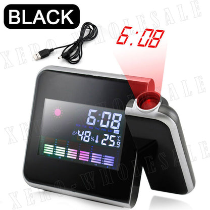 Projection Alarm Clock Smart Digital LED Temperature Time Projector LCD Display