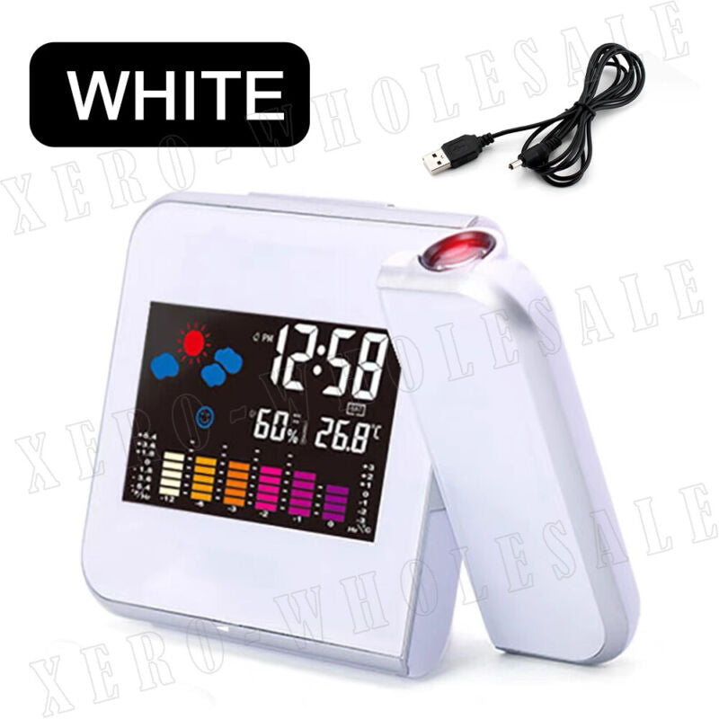 Projection Alarm Clock Smart Digital LED Temperature Time Projector LCD Display